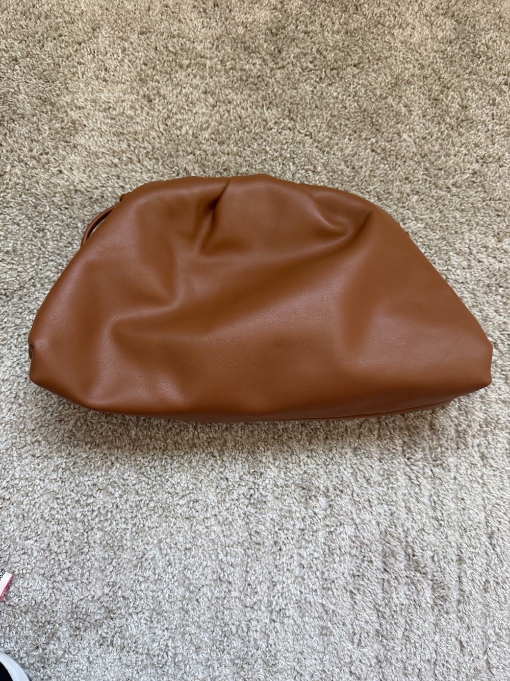 Brown Faux Leather Pouch Clutch